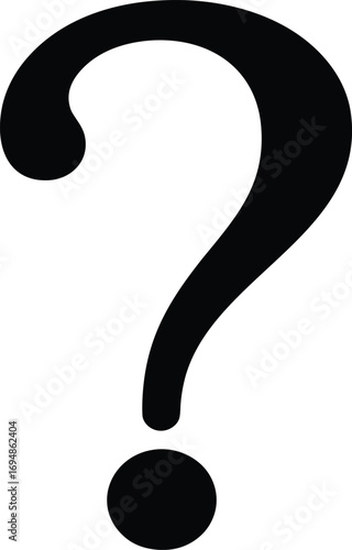 A black question mark symbol on a plain white background