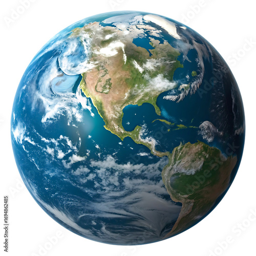 Detailed 3D Render of Planet Earth from Space, Focusing on the Americas