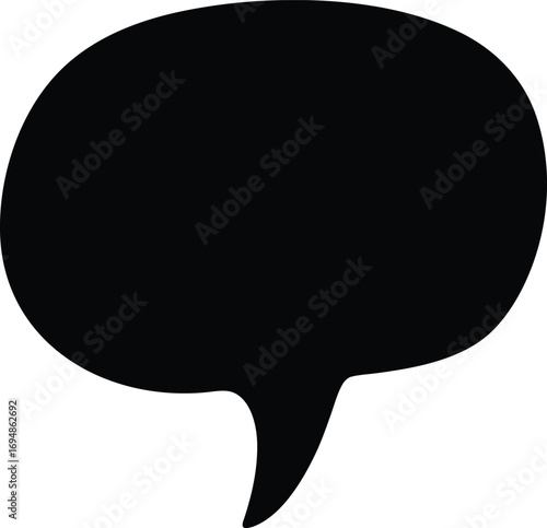 Simple black speech bubble with classic tail on white background illustration