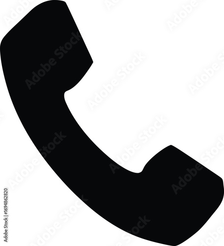 Black telephone receiver icon on a white background for communications illustration