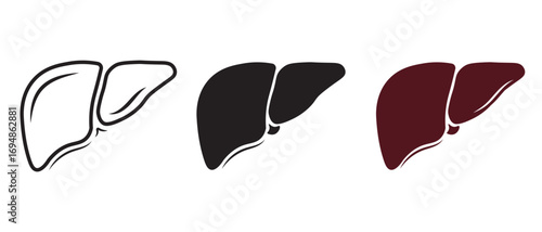 Human liver icon set isolated on white background. Collection of body and medical vector icon silhouette for stock. Vector Illustration Logo .
