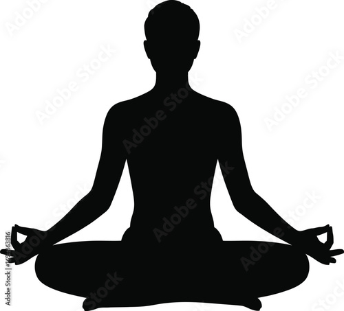 Person meditating in lotus pose silhouette yoga