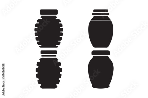 Two pairs of black silhouette bottles with reflective bases