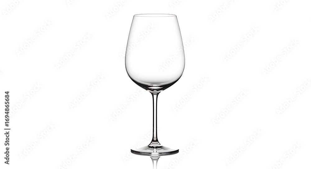Fototapeta premium Minimalist Empty Wine Glass Photo - Transparent Crystal Glassware for Restaurants 