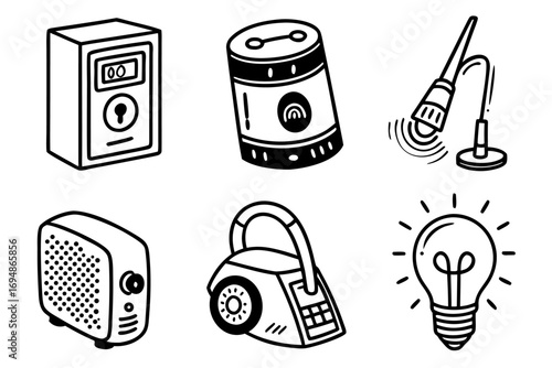 Vector art of doodle illustration of smart home devices