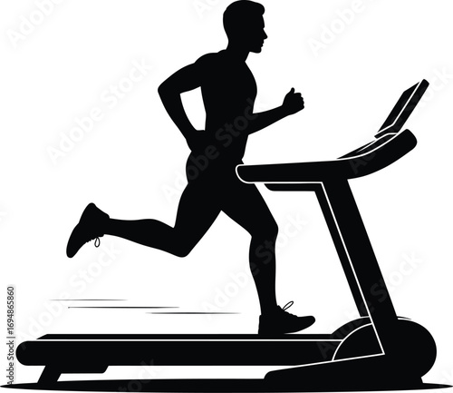 Silhouette man running on treadmill exercise