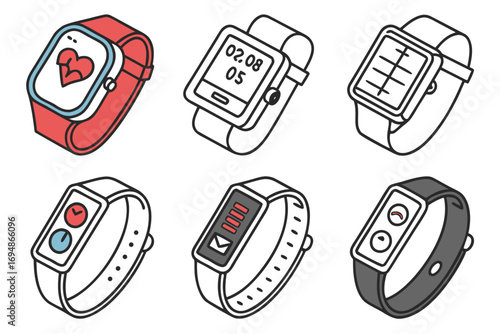 Vector art of collection of smart watches