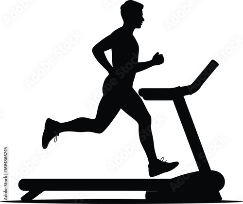 Man running on treadmill silhouette exercise