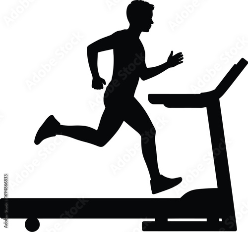Man running on treadmill silhouette exercise