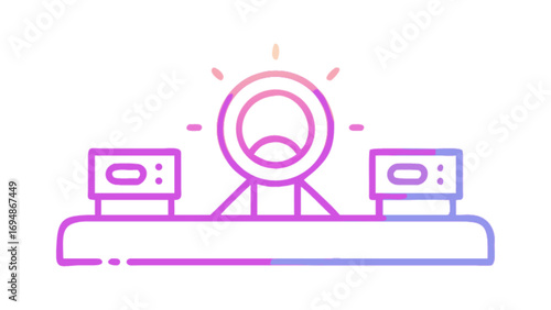 Stage setup with lighting and speakers for concert performance event venue design element outline style icon