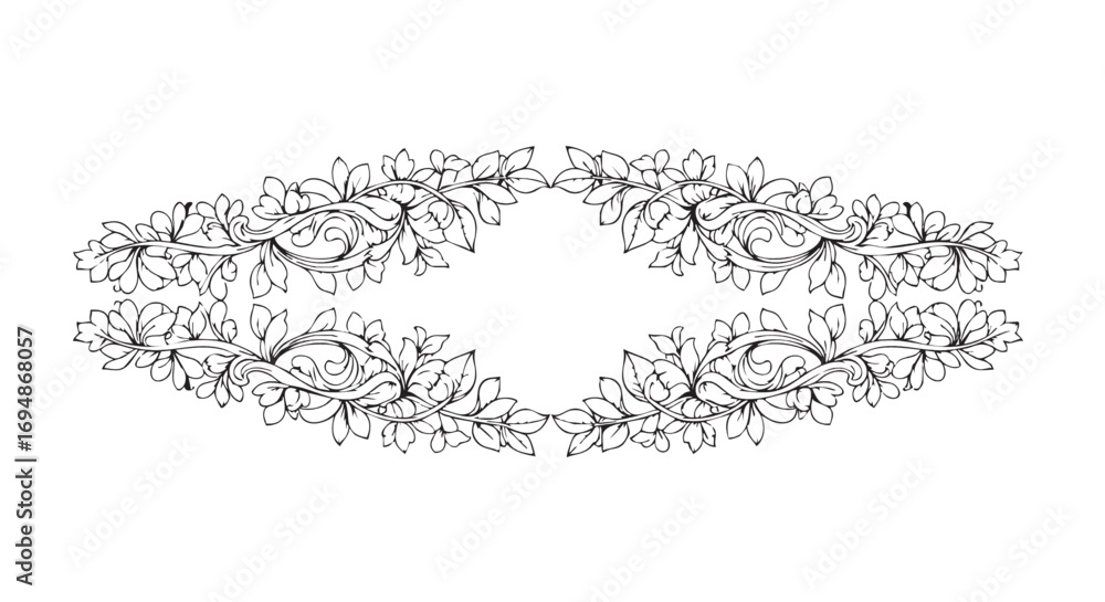 Obraz premium Decorative Vector Pattern with Floral and Leaf Elements in Organic Style for Elegant Design