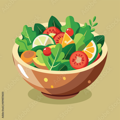 Fresh and Colorful Salad Bowl A Healthy Food Illustration