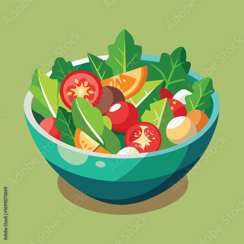 Fresh, Vibrant Salad in a Bowl Healthy Eating Illustration