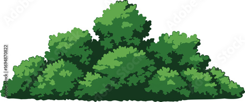 Lush Green Bush Illustration Nature Clipart for Design Projects