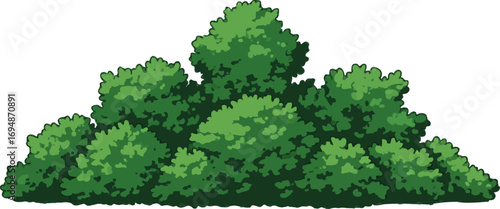 Lush Green Bush Illustration Perfect for Game Assets and Nature Designs
