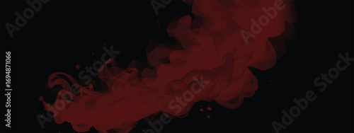Red smoky vapor forming abstract gothic background with eerie shadows