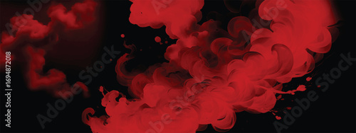 Dark textured atmosphere with swirling red smoke creating dramatic effect