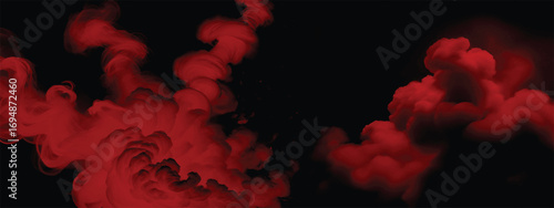 Red mist vapor blending with shadows for intense ominous horror look