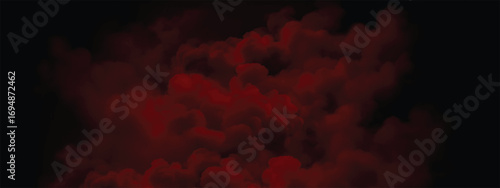 Swirling dense smoke in crimson tones creating ominous spooky atmosphere
