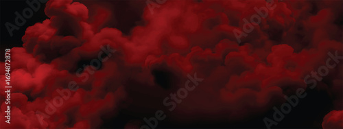 Red vapor cloud rising in eerie gothic cinematic dark horror backdrop