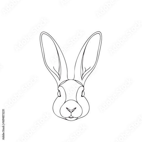 Minimalist Vector Illustration of Rabbit Head with Long Ears in Organic Style for Animal Design