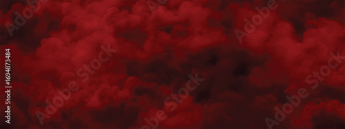 Swirling crimson mist cloud forming dramatic spooky horror styled scene