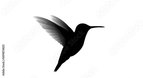 Hummingbird silhouette with motion blur wings