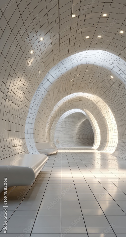 Fototapeta premium Sleek, white architectural tunnel
