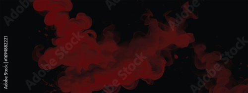 Abstract artistic design with thick red smoke cloud in spooky mood