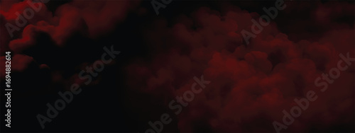 Dark background with swirling red vapor cloud in horror abstract design