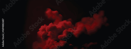 Thick textured crimson fog cloud creating spooky eerie atmosphere