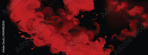 Dramatic crimson smoke rising in mysterious abstract horror background