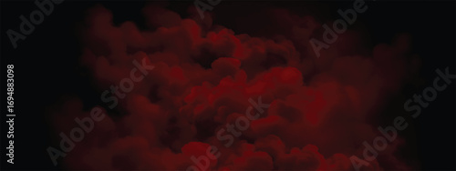 Ominous red smoke particles floating across gothic horror style scene