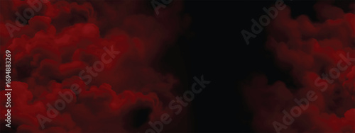 Abstract horror effect with thick red smoke filling cinematic background