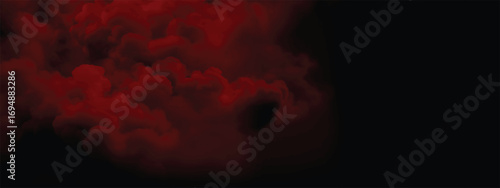 Abstract horror effect with thick red smoke filling cinematic background
