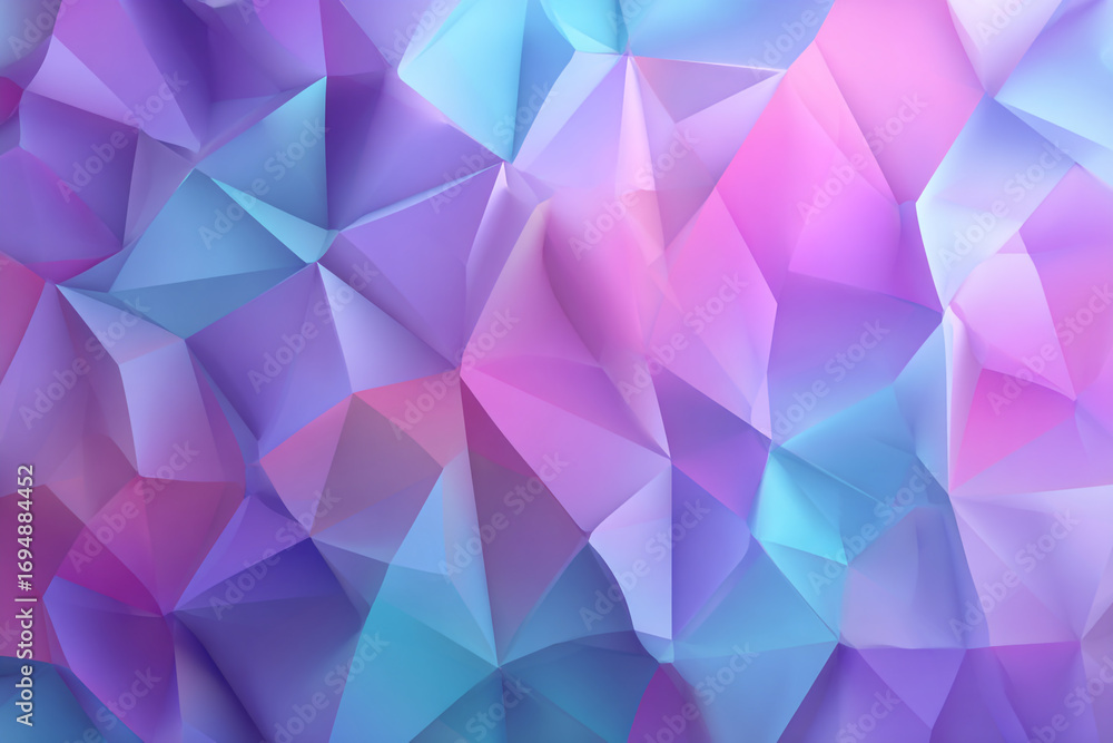 Obraz premium Abstract pastel polygon background design blue pink purple triangles