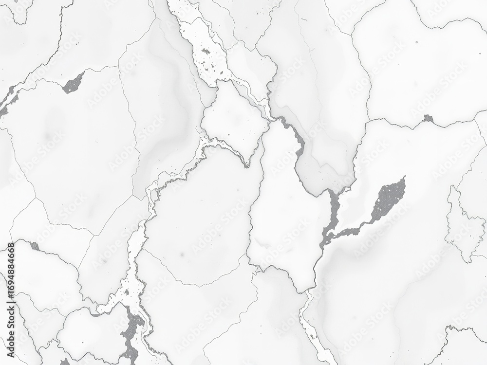 Obraz premium Elegant abstract map featuring clean white space with silver outlines