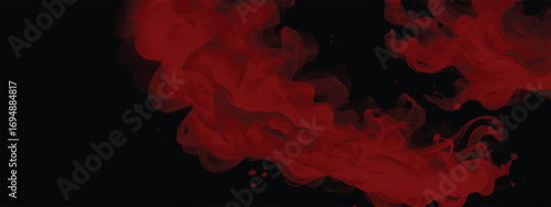 Red fog cloud covering dark atmosphere in abstract artistic background