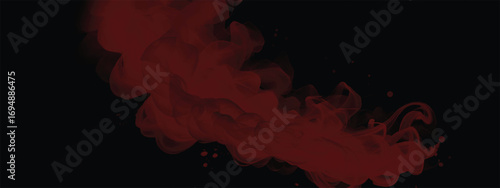 Red smoke particles blending with black space in abstract texture