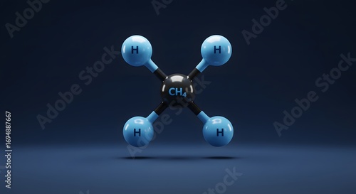 Chemical structure of methane molecule with four hydrogen atoms  