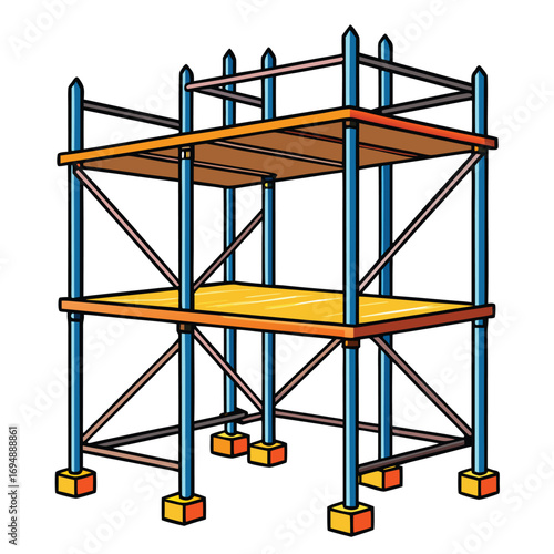 construction-scaffolding-model-isolated-on-white-b.eps