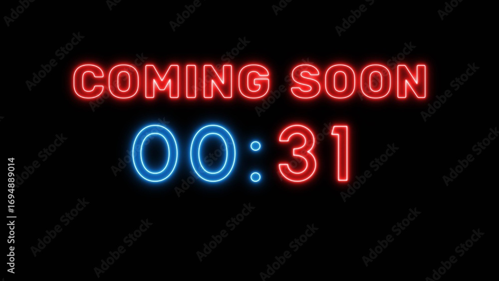 Obraz premium 31 second countdown timer. Neon timer number 31 illustration.
