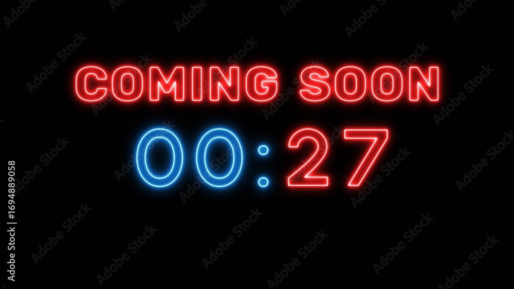 Obraz premium 27 second countdown timer. Neon timer number 27 illustration.