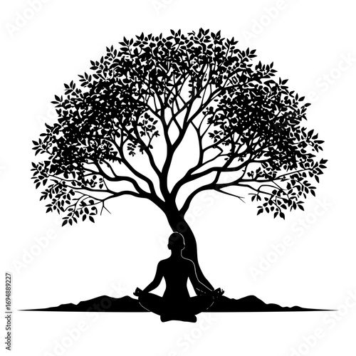 Yoga meditation under tree