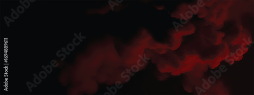 Ominous dark atmosphere with thick red smoke texture background