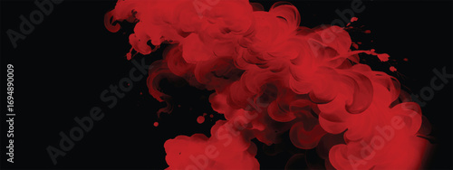 Red smoke vapor swirling and twisting in cinematic horror backdrop