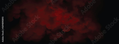 Thick textured smoky red cloud rising against black background