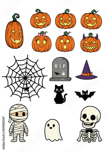 Halloween icons clip art set