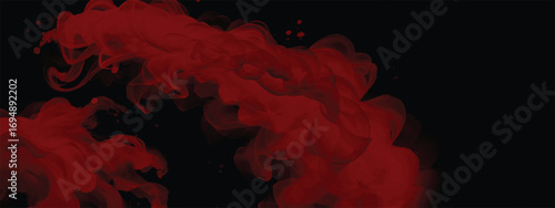Abstract design with smoky red cloud texture covering black background