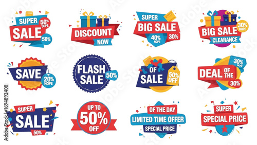 Colorful Super Sale Banner | Discount Promotion, Shopping Offer Vector Illustration